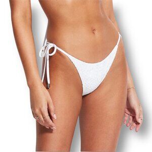 Seafolly 8 White Bikini Bottom Costa Bella Tie Side Rio Embroidered Floral Swim